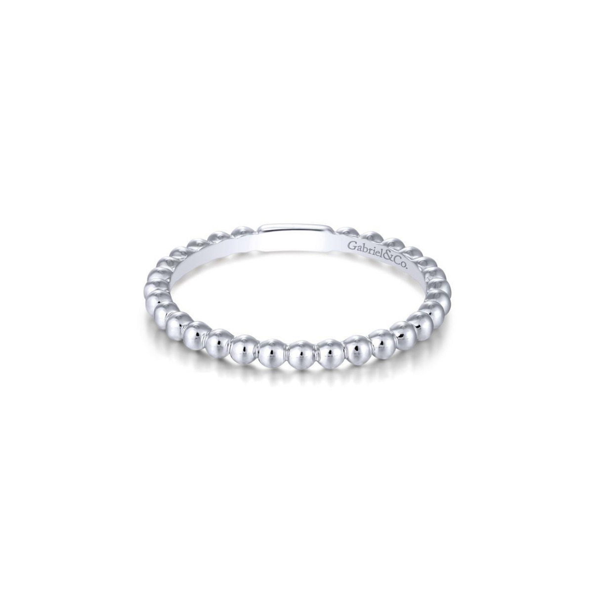 Gabriel & Co White Gold Beaded Wedding Band