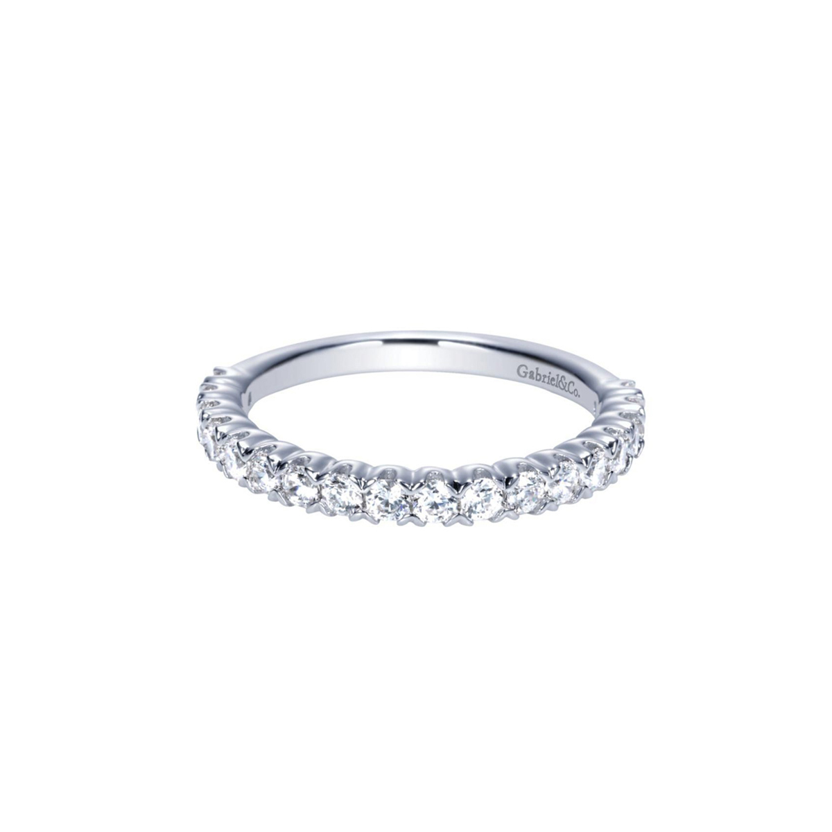 Gabriel & Co White Gold Shared Prong Diamond Wedding Band