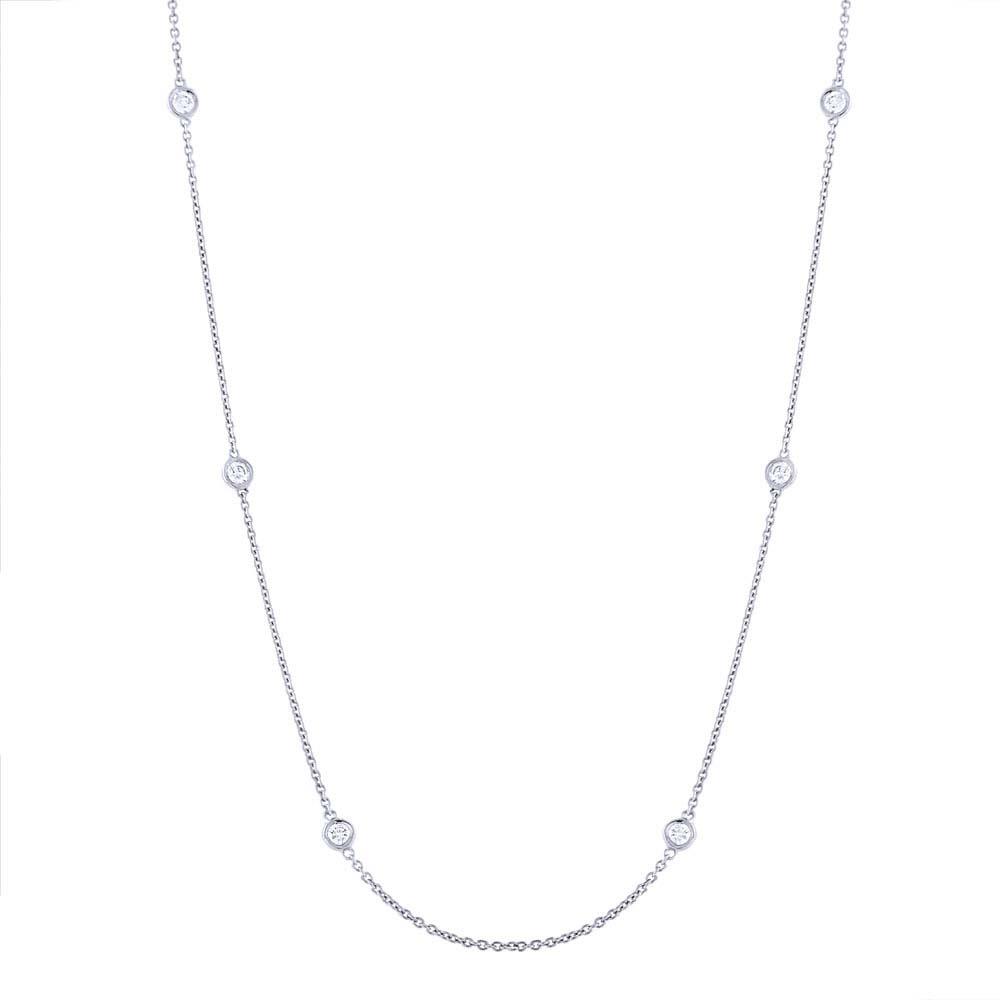 London Collection White Gold Round Station Diamond Necklace