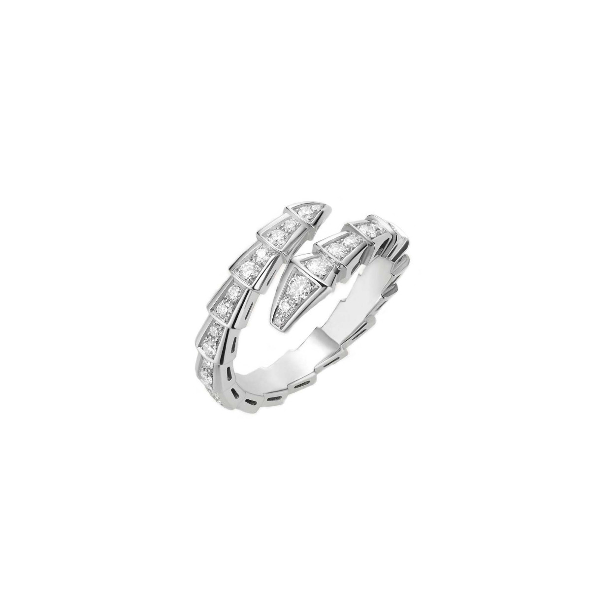 Bvlgari Serpenti 18k White Gold Diamond Pave Ring