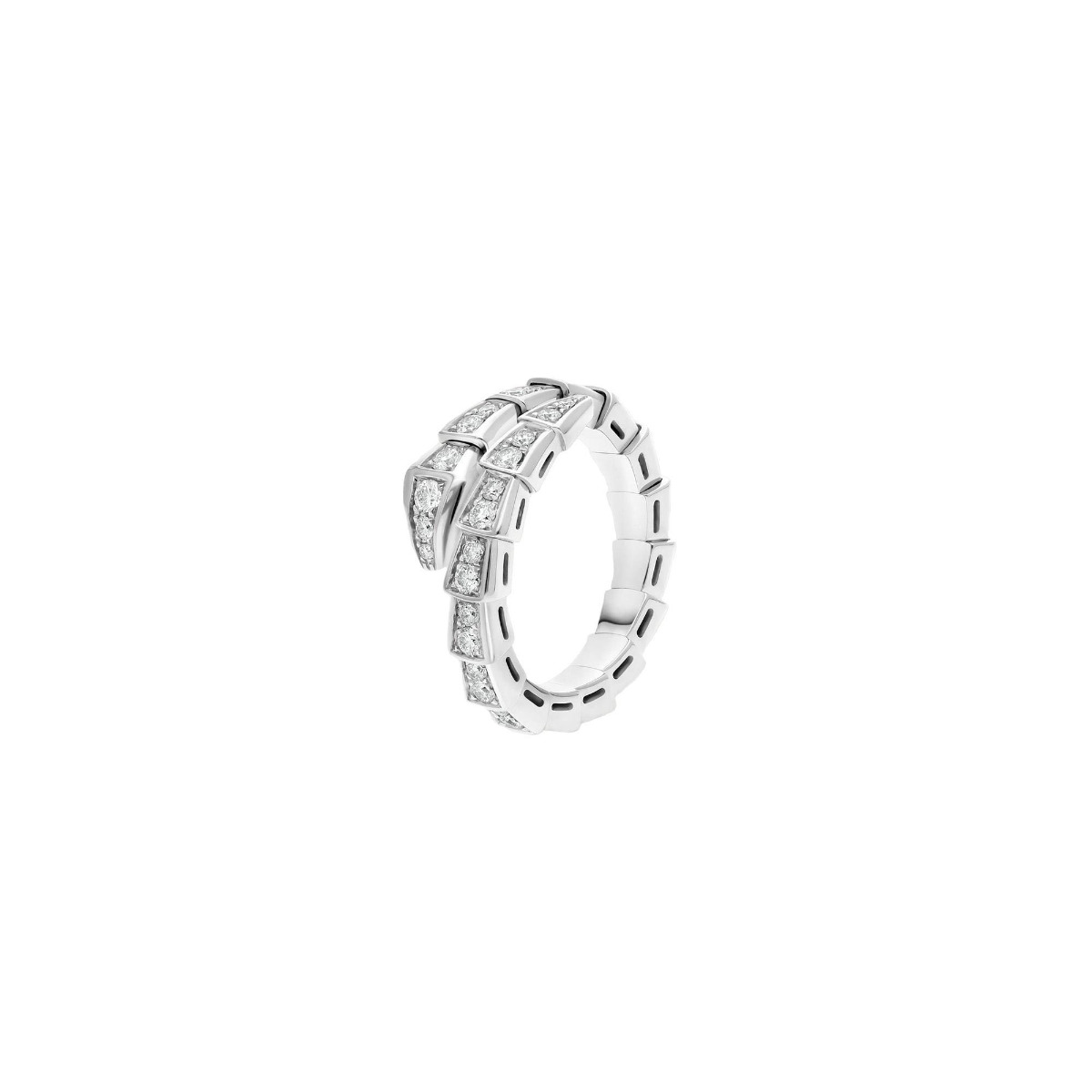 Bvlgari Serpenti 18k White Gold Pave Diamond Medium Ring