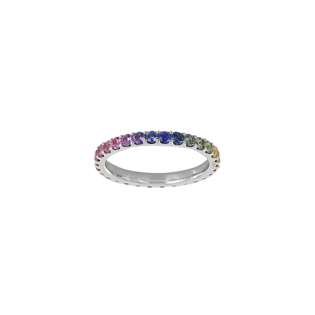 London Collection 18k White Gold Rainbow Sapphire Small Eternity Band