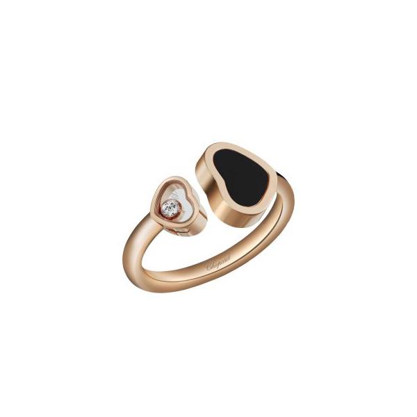 Chopard Happy Heart 18k Rose Gold Black Onyx Ring