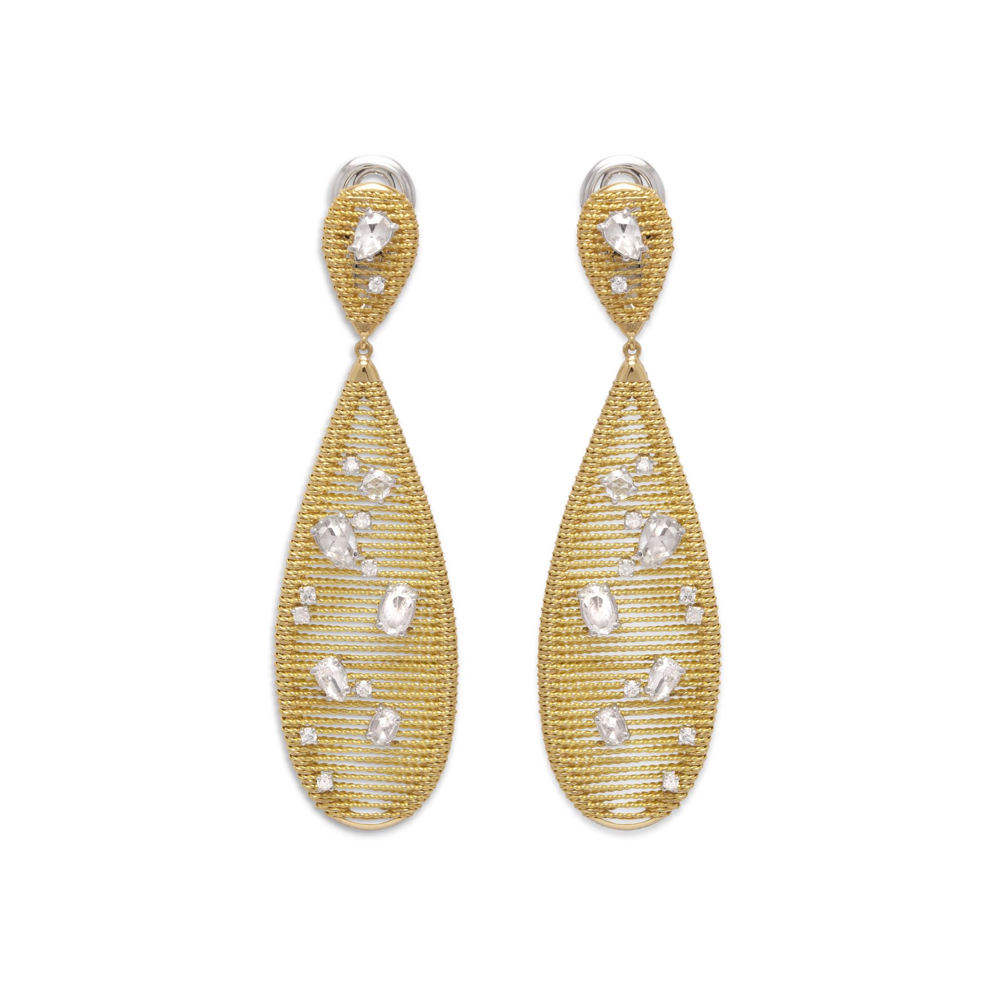 London Collection 18k Yellow Gold Renaissance Diamond Drop Earrings