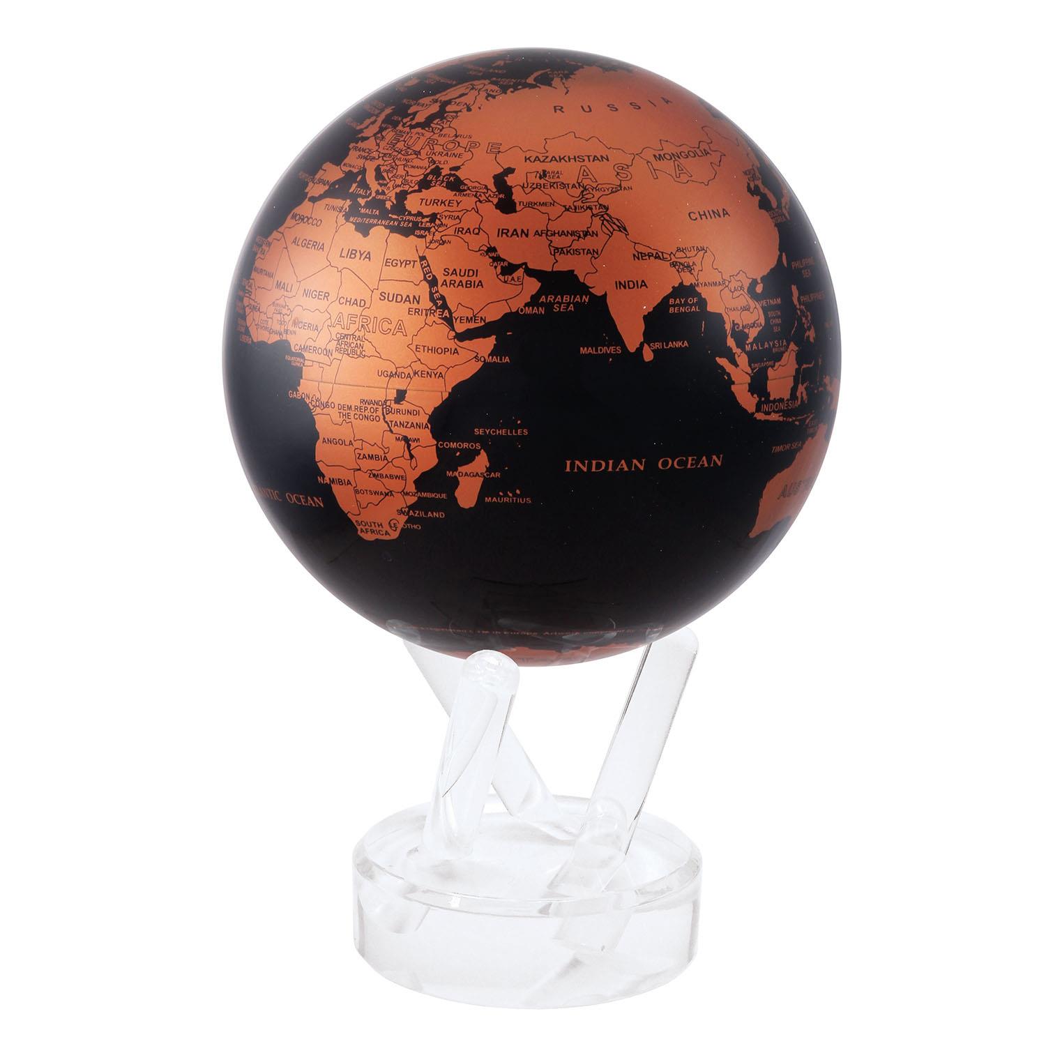 Mova Globe World Map Black and Copper Globe with Acrylic Base 4.5"