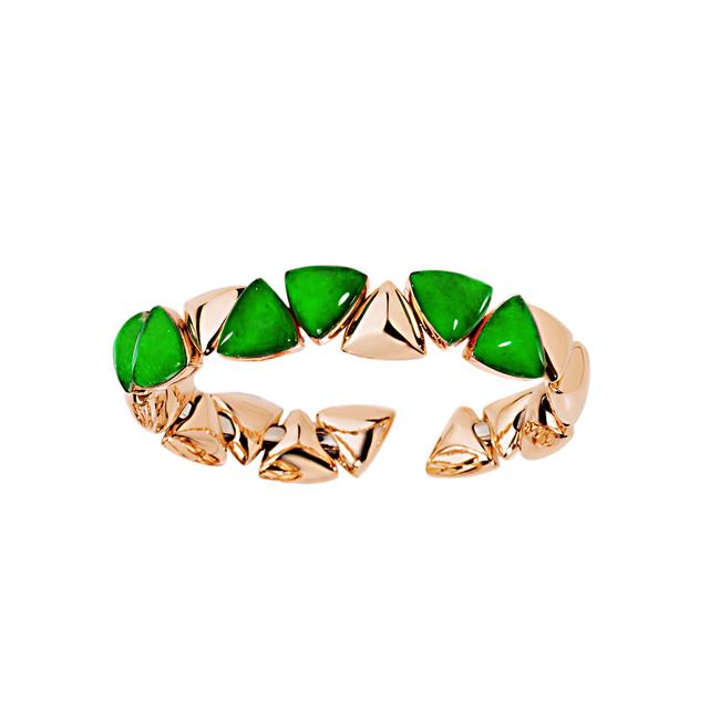 Vhernier Pan Di Zucchero Q 18k Rose Gold Rock Crystal and Jade Bracelet