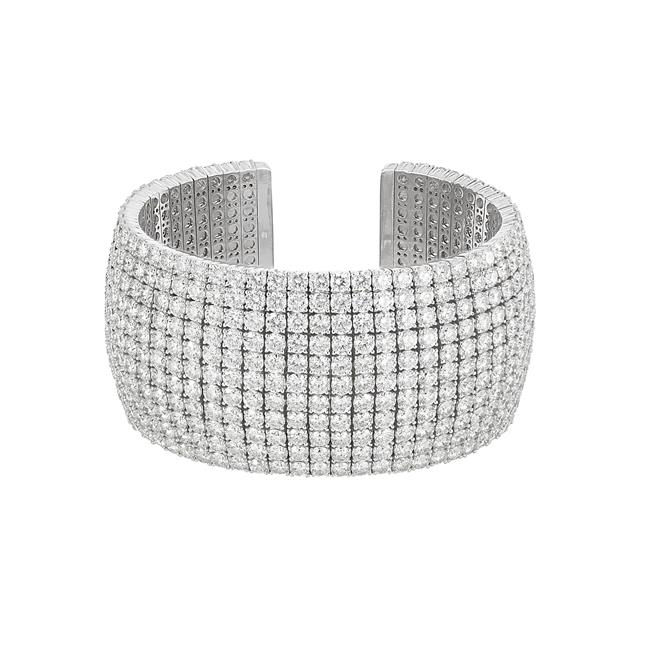 Norman Silverman 18k White Gold Diamond Cuff Bracelet