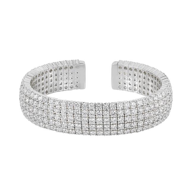 Norman Silverman 18k White Gold 5 Row Diamond Cuff Bracelet