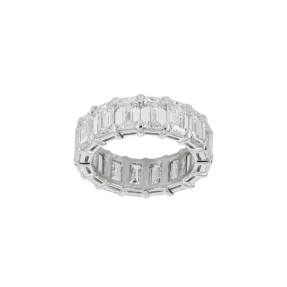 Norman Silverman Platinum 17 Emerald Cut Diamond Eternity Band