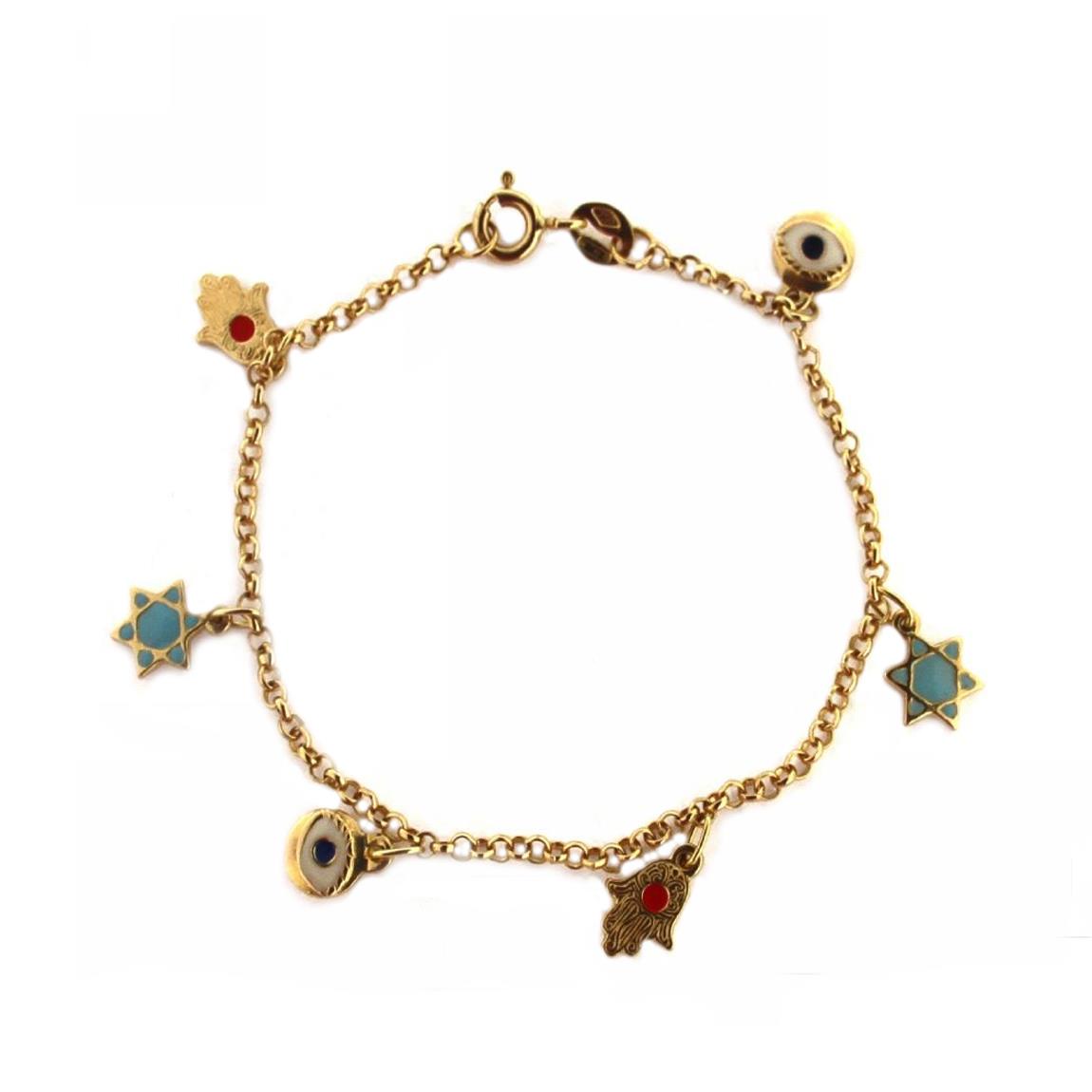 London Collection 18k Yellow Gold Hamsa Charm Bracelet