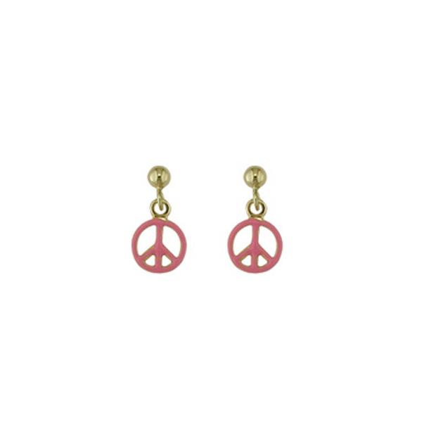 London Collection 18k Yellow Gold Peace Sign Dangle Earrings