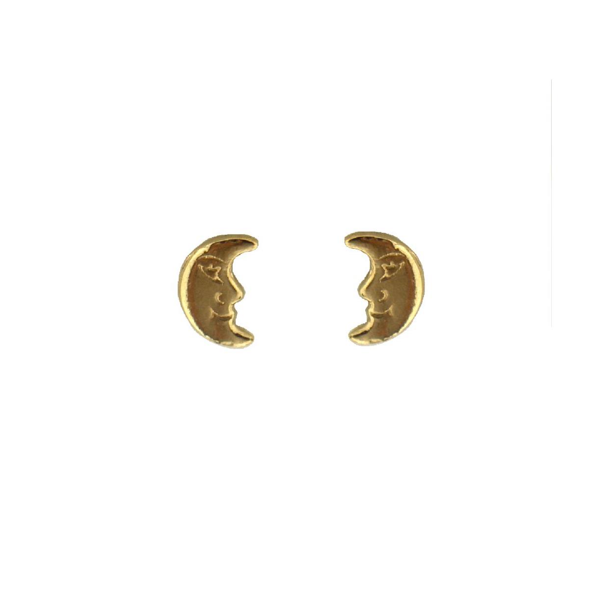 London Collection 18k Yellow Gold Moon Stud Earrings