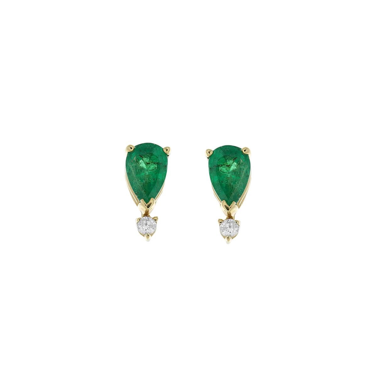 London Collection 14k Diamond and Emerald Stud Earrings