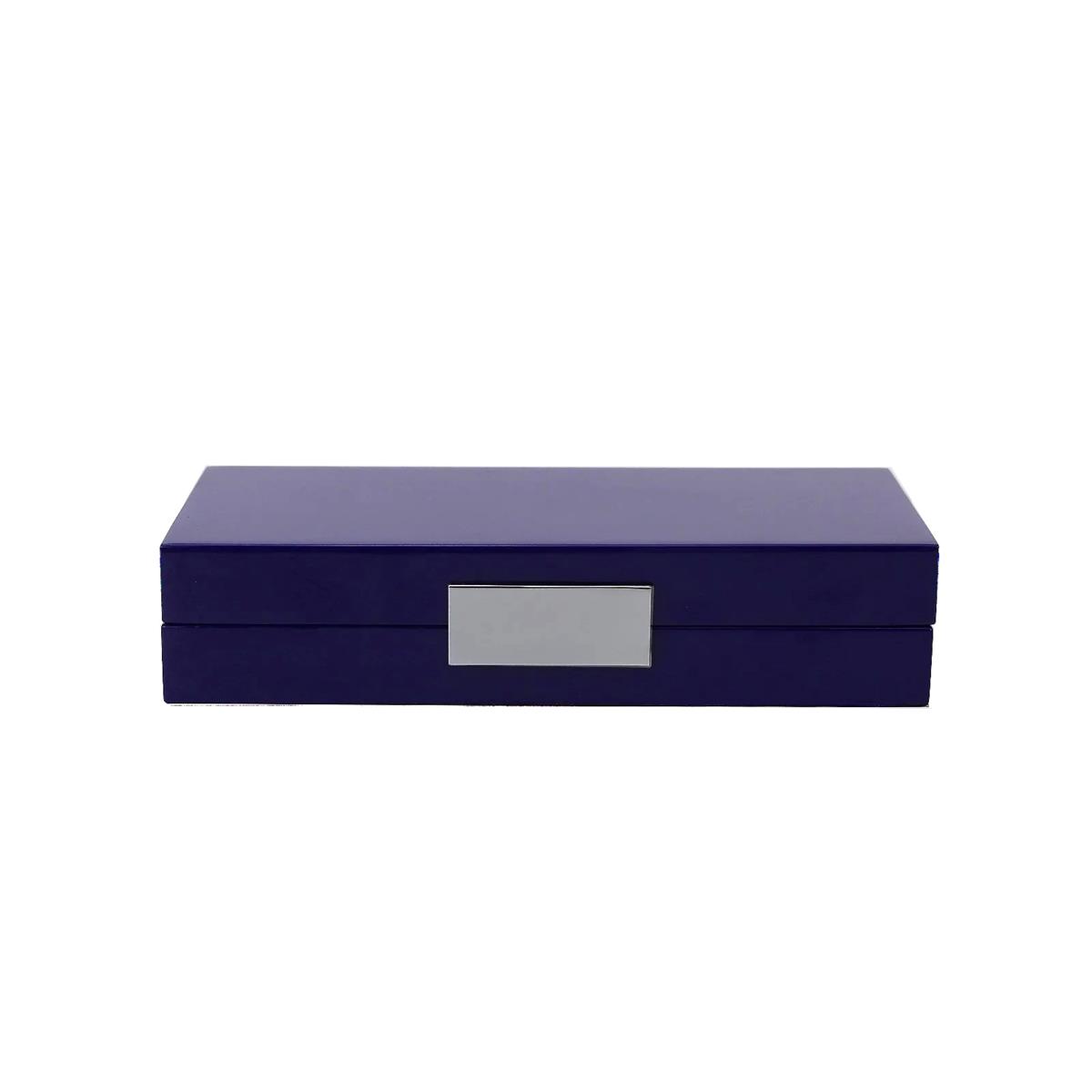 Addison Ross London Navy Lacquer Jewelry Box with Silver