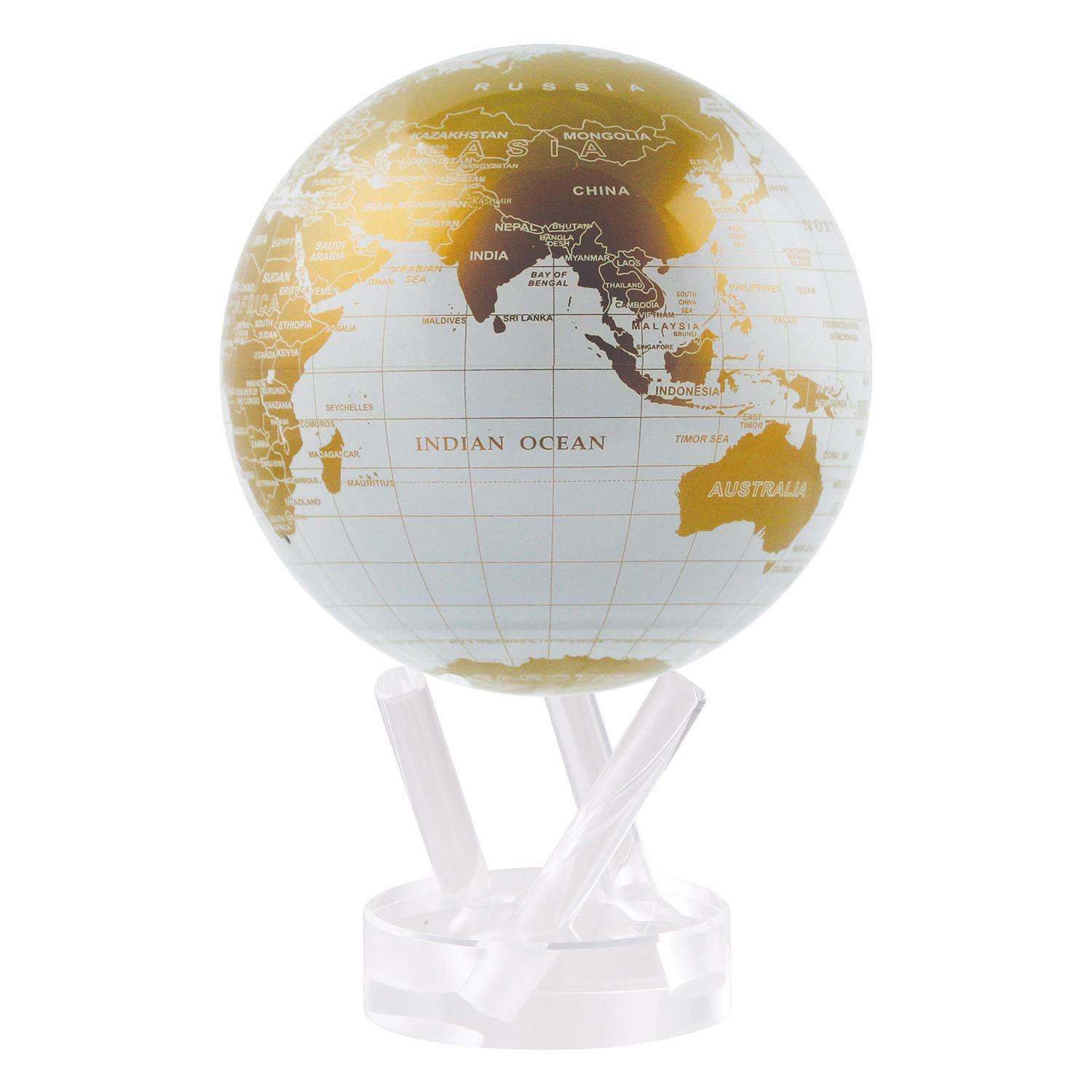 Mova Globe World Map White and Gold Globe with Acrylic Base 4.5"