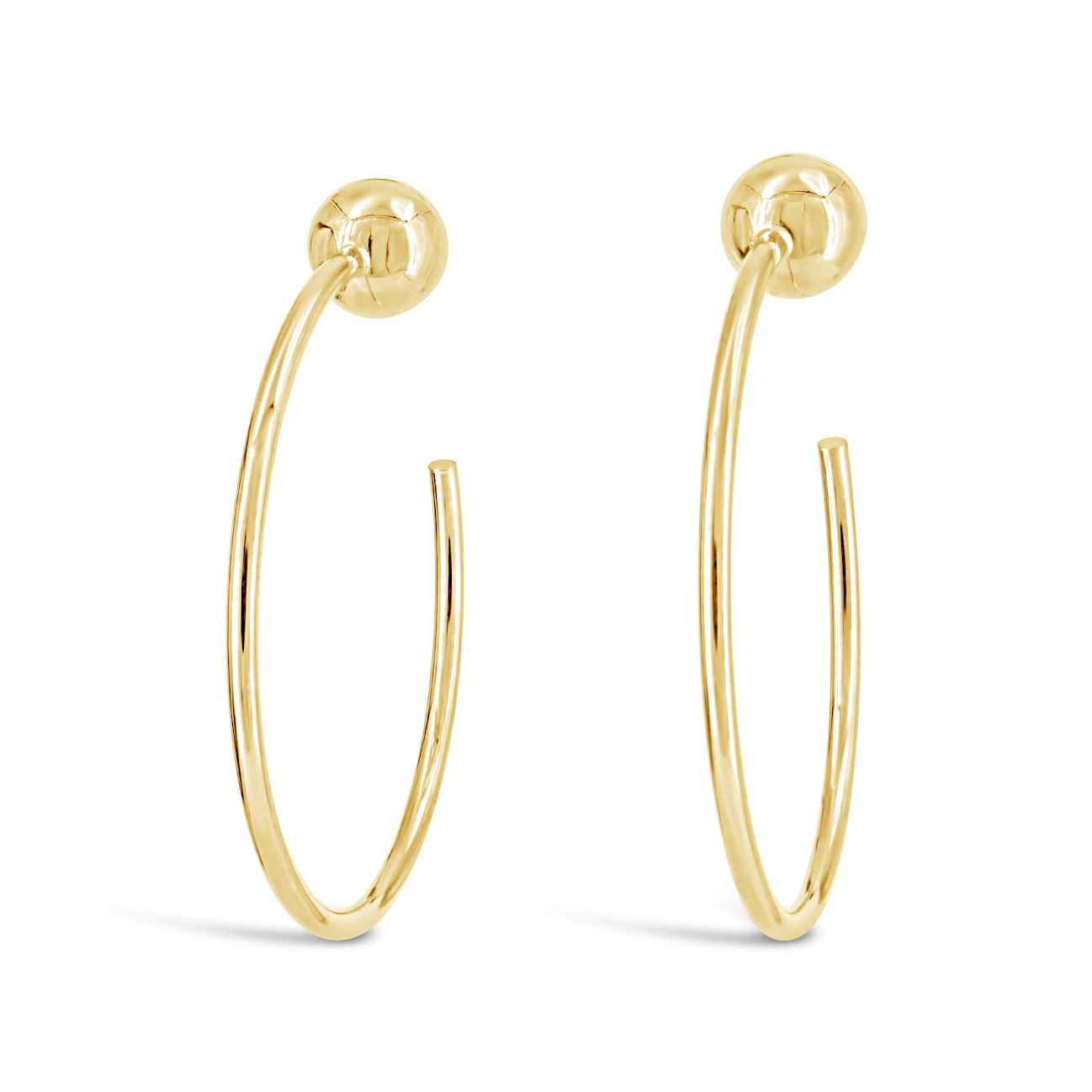 London Collection 14k Yellow Gold Open Hoop 8mm Ball Post Earrings