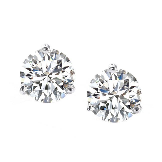 London Collection 14k White Gold 3 Prong 3.00ct Diamond Studs