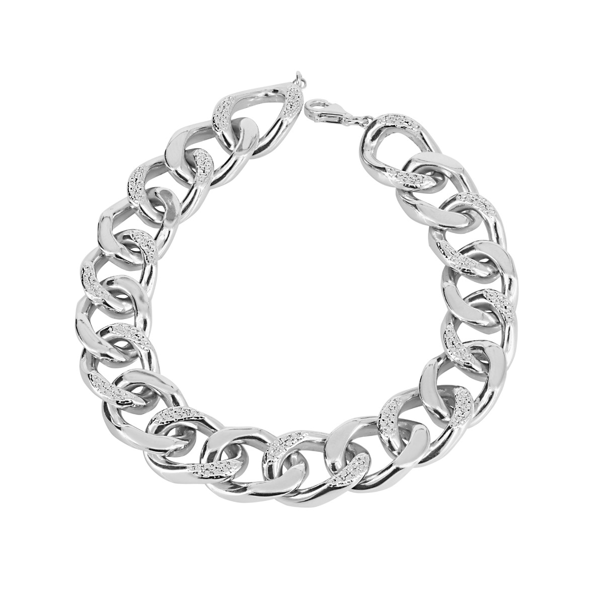 London Collection Sterling Silver Diamond Curb Link Bracelet