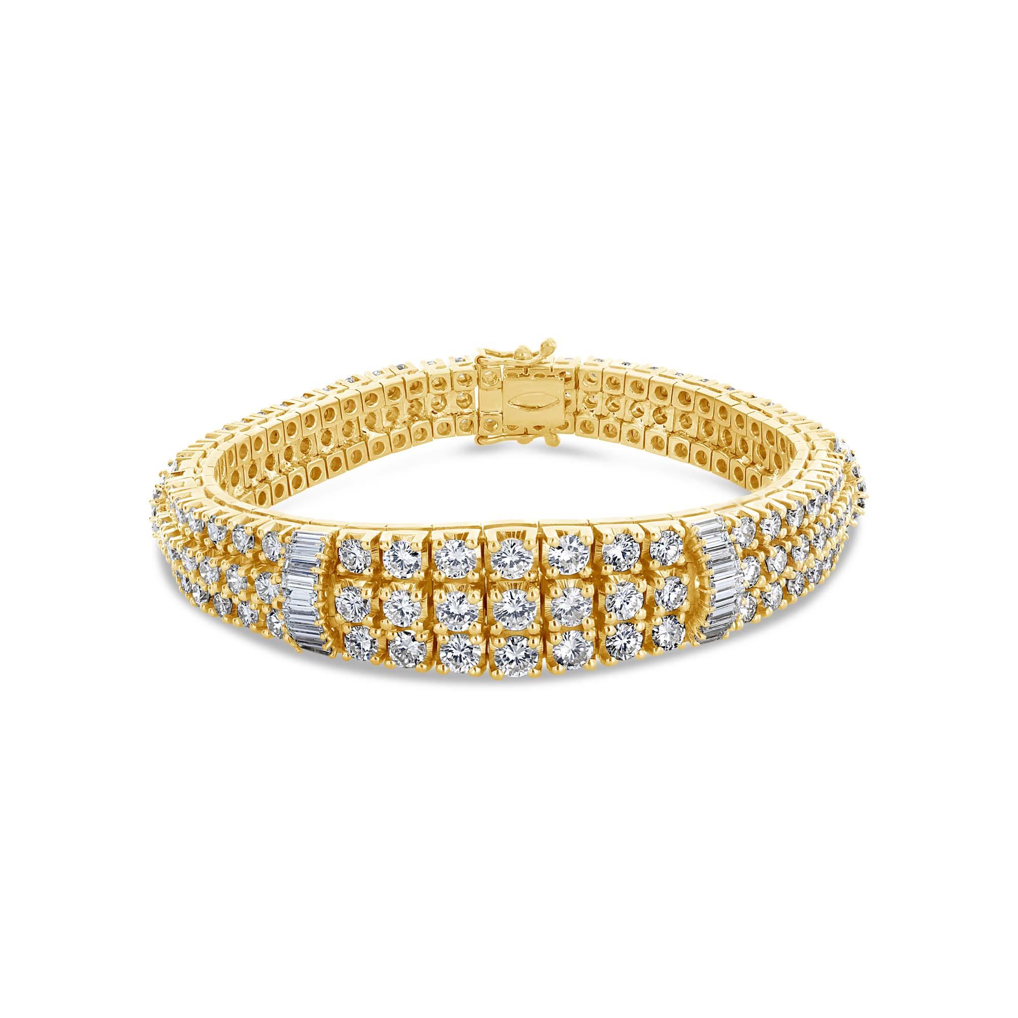 London Collection 18k Yellow Gold Diamond Vintage Dome Bracelet