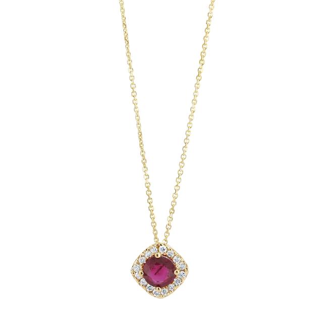 London Collection 14k Yellow Gold Diamond and Ruby Necklace