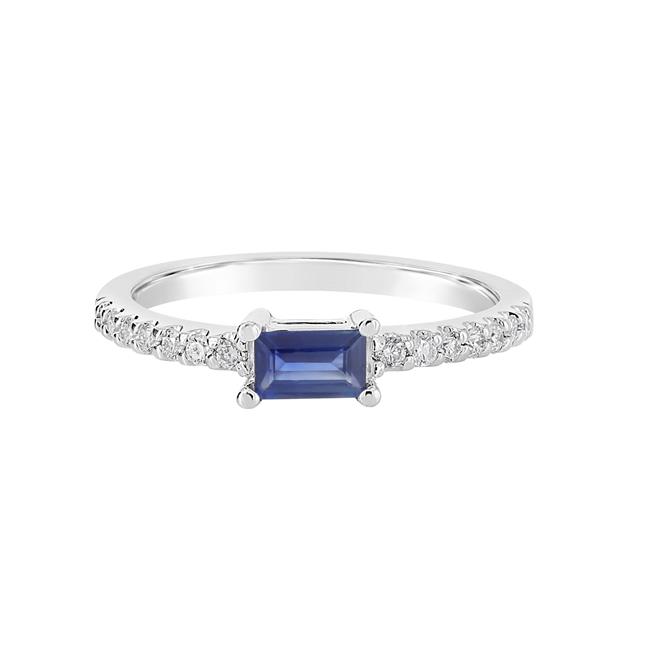 London Collection 14k White Gold Diamond And Gemstone Ring