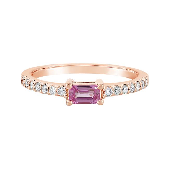 London Collection 14k Rose Gold Pink Sapphire and Diamond Ring