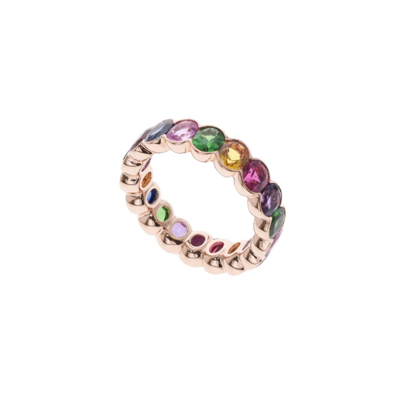 London Collection Rose Gold Mixed Gemstone Eternity Band