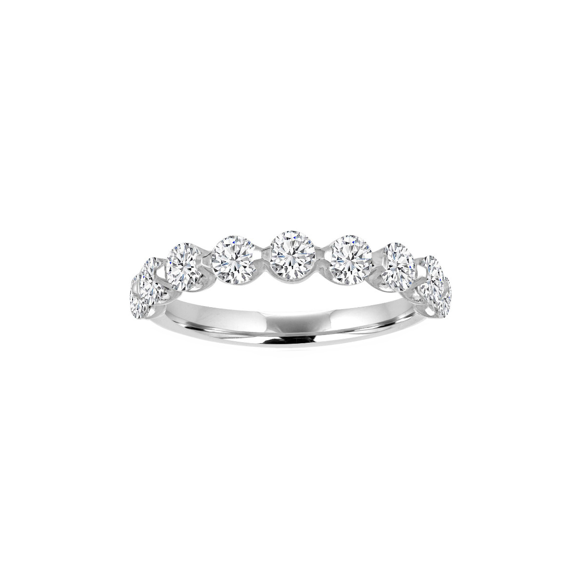 TWO By London 14k White Gold Single Prong Diamond Wedding Band