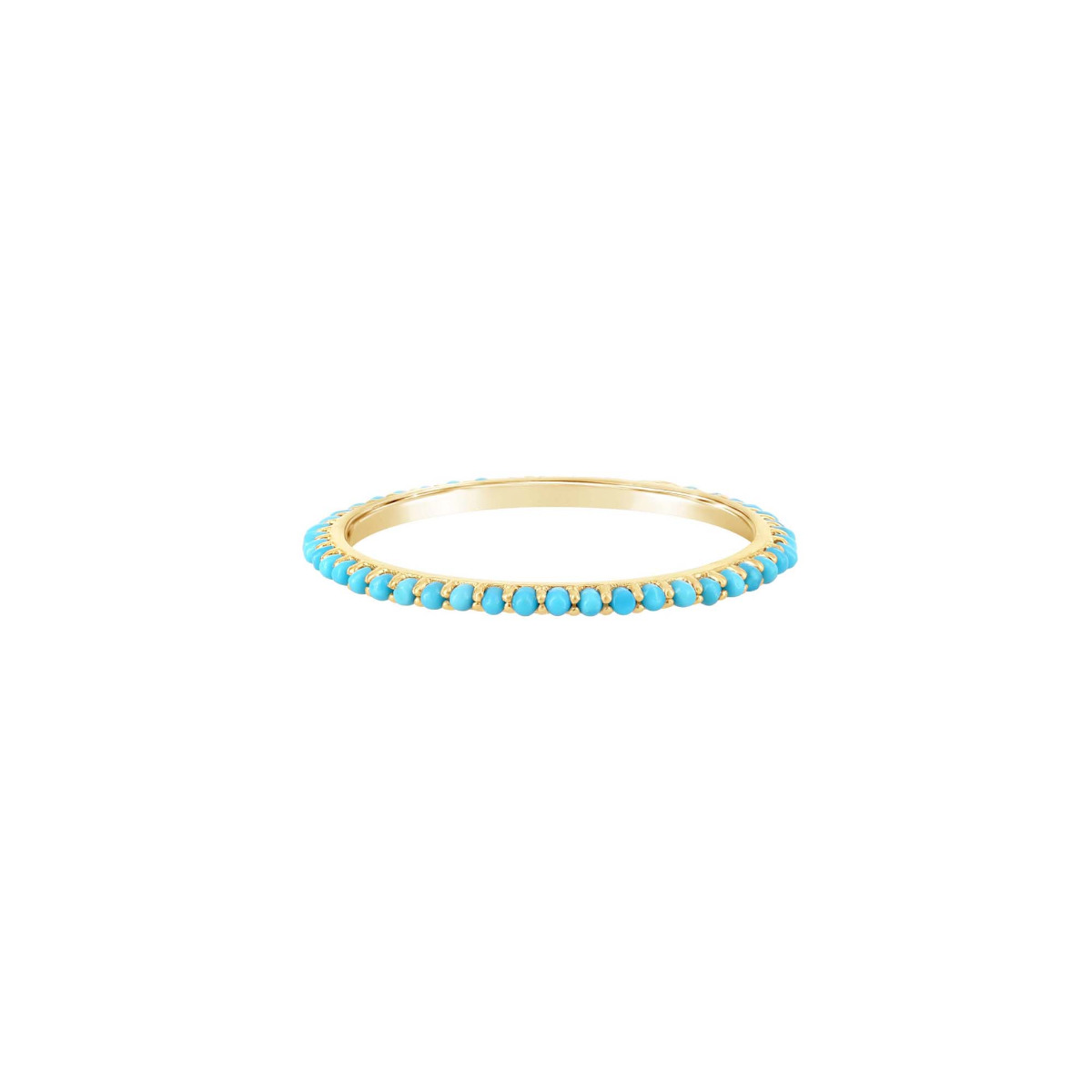 London Collection 14k Yellow Gold Turquoise Bead Eternity Band