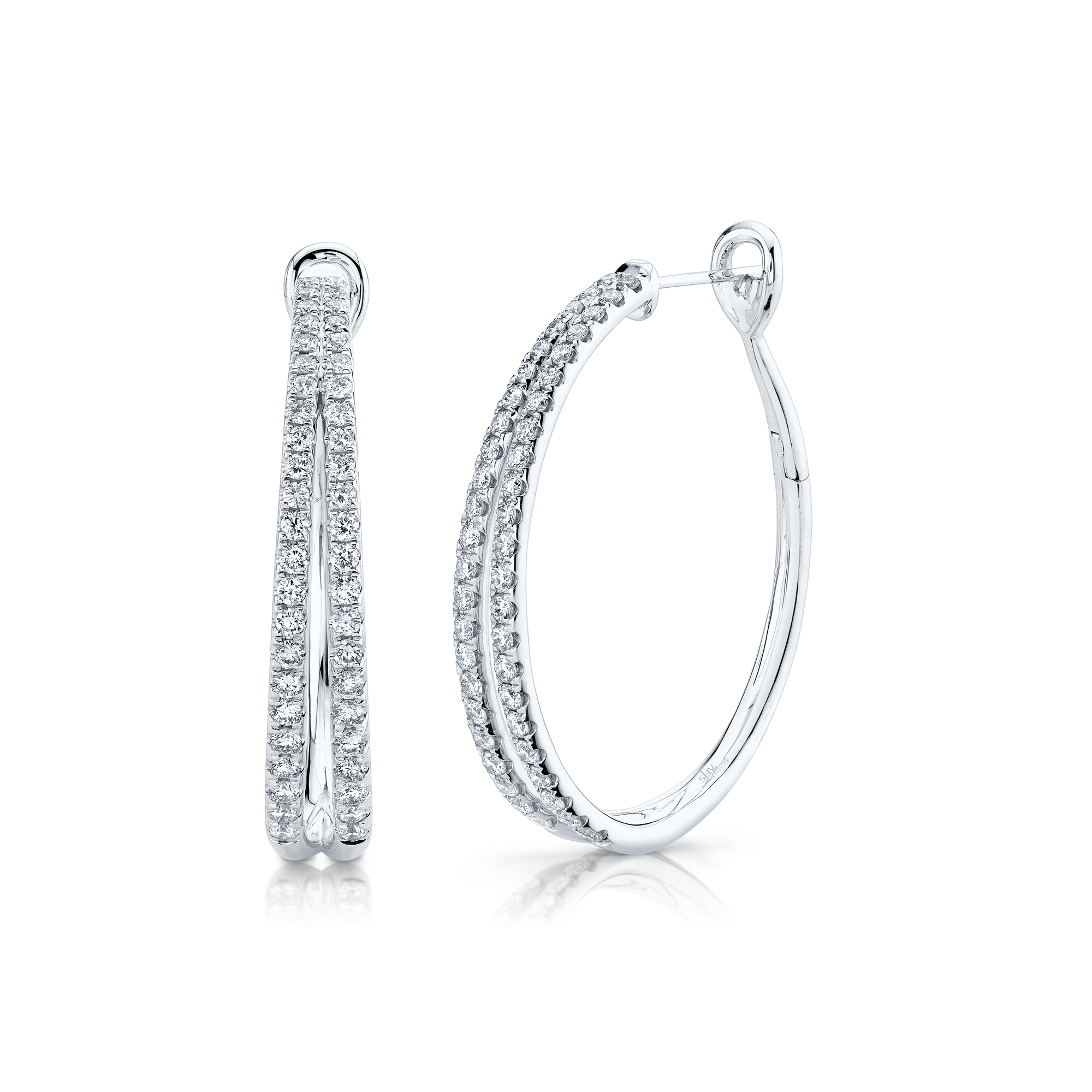 London Collection Eternal 14K White Gold Diamond Oval Hoop Earrings London Collection