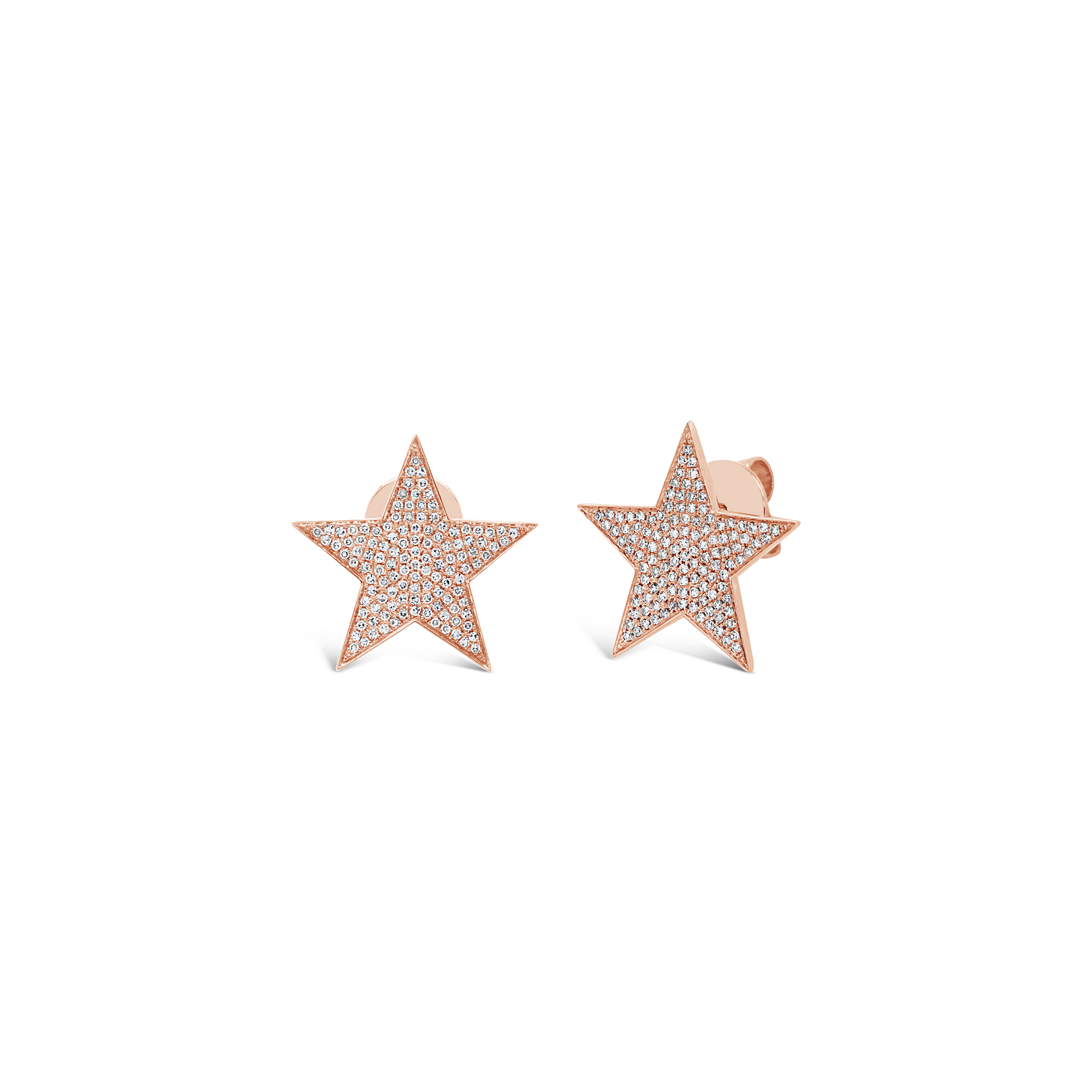 London Collection 14k Rose Gold Diamond Pave Star Stud Earrings