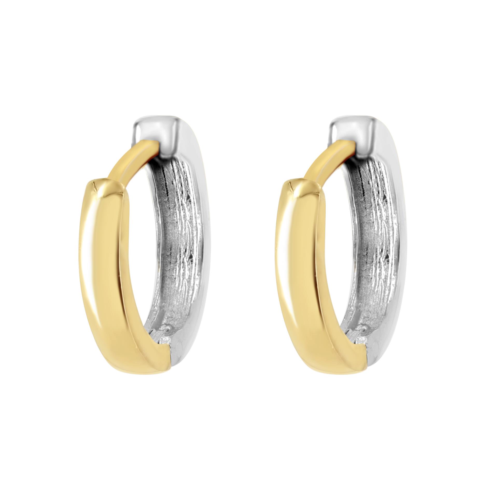 London Collection 14k Two Tone Mini Huggie Earrings