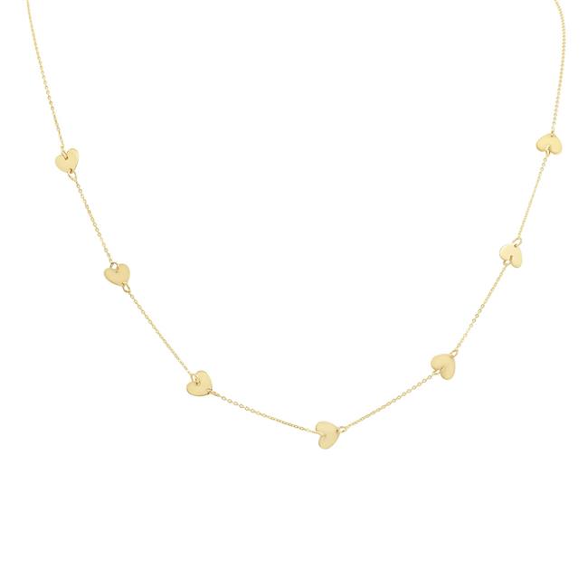 London Collection 14k Yellow Gold 7 Heart Station Necklace