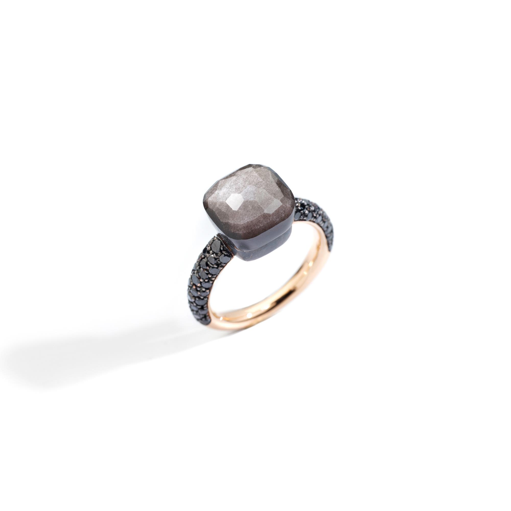 Pomellato 18k Rose Gold Titanium Black Diamond Obsidian Nudo Classic Ring