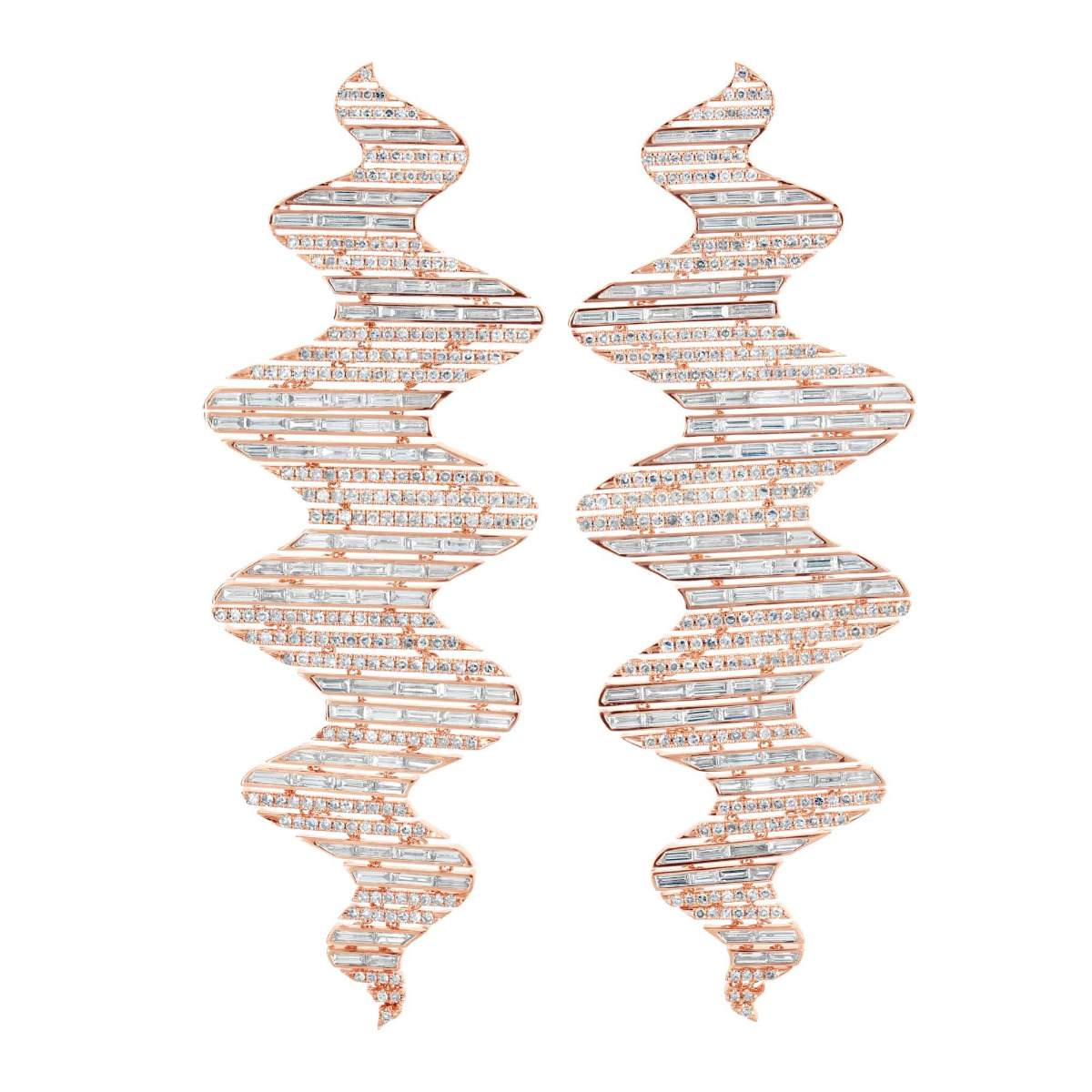 London Collection 18k Rose Gold Diamond Zig Zag Earrings