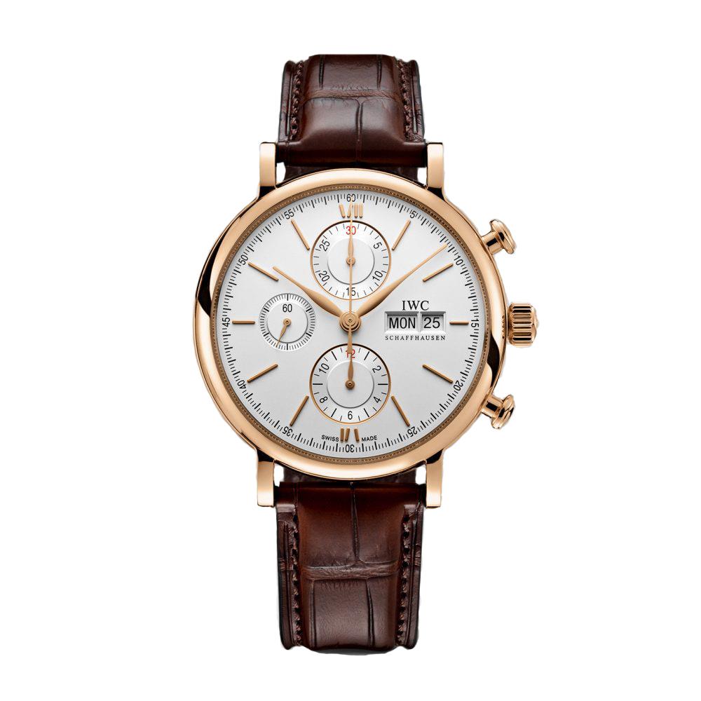 IWC Schaffhausen 18k Rose Gold Portofino Chronograph Silver