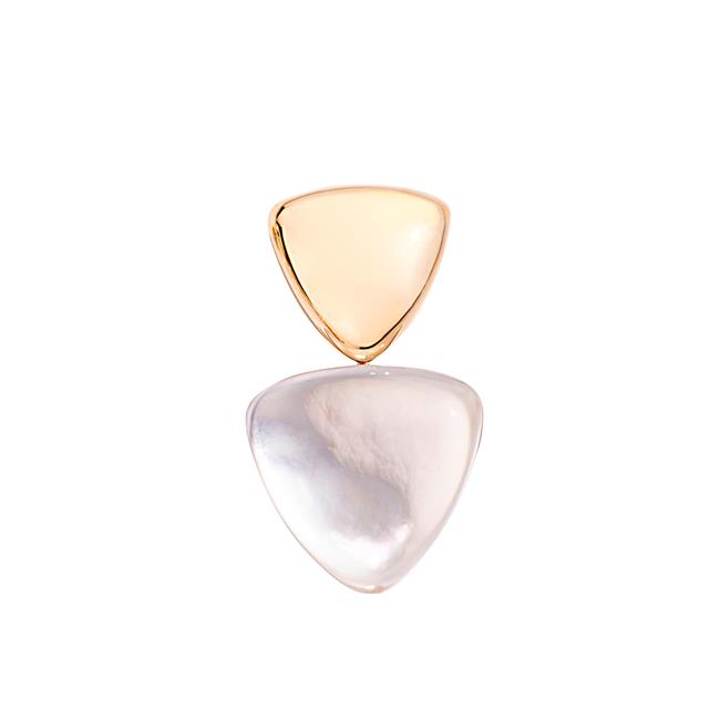 Vhernier Freccia 18k Rose Gold Rock Crystal Mother Of Pearl Single Earclip