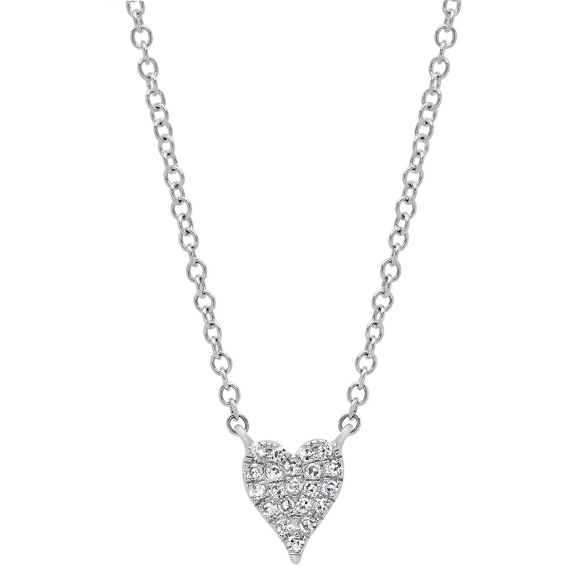 London Collection 14k White Gold Pave Diamond Heart Pendant Necklace