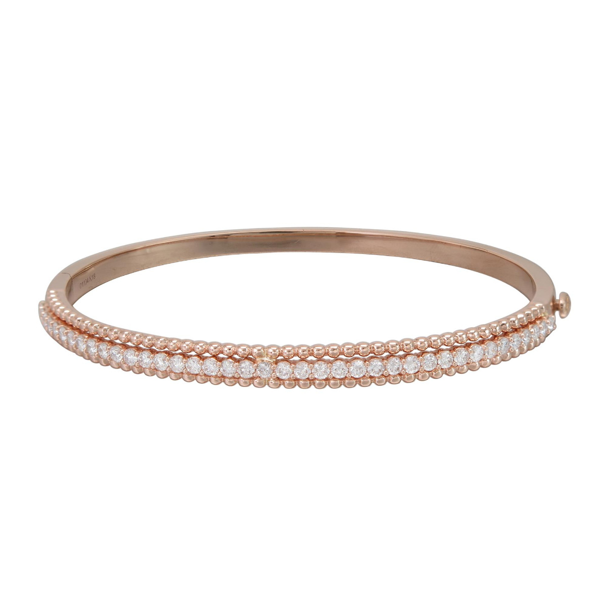 London Collection 18k Rose Gold Beaded Pave Diamond Bangle Bracelet