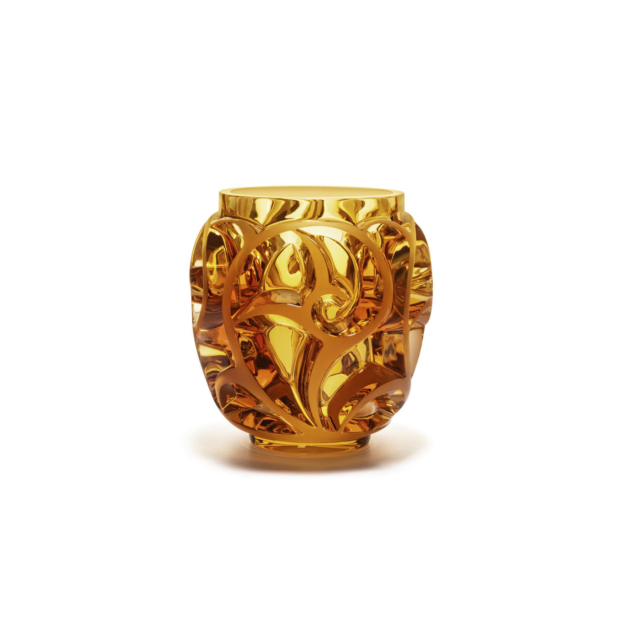 Lalique Tourbillons Amber Crystal Vase