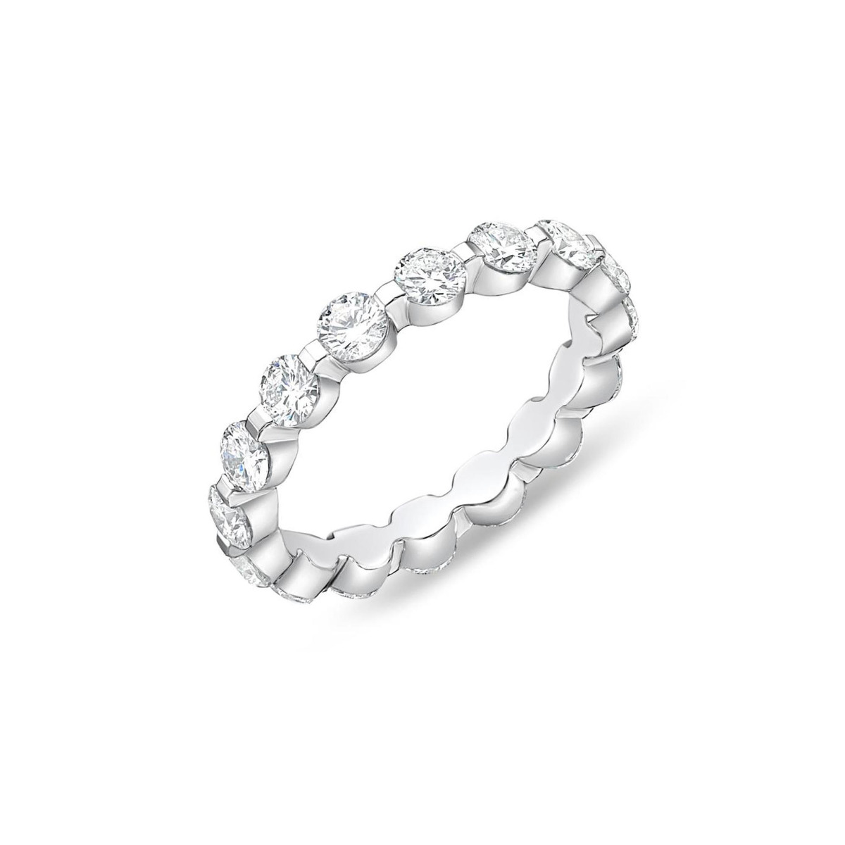 Memoire Precious Prong 18k White Gold Diamond Eternity Band