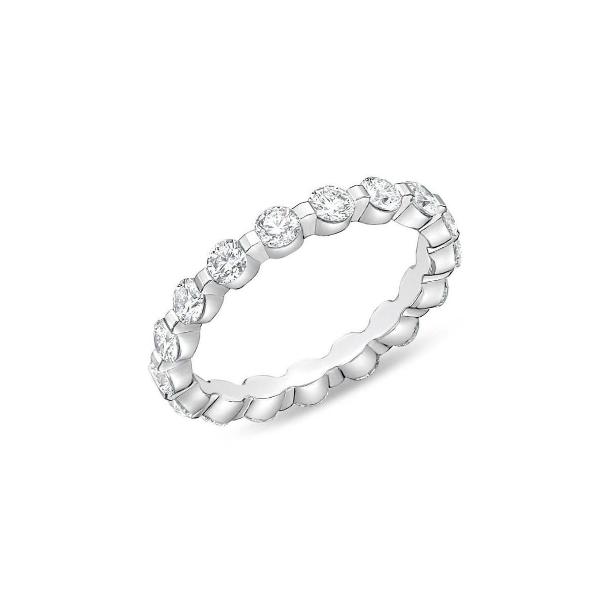 Memoire Precious Prong 18k White Gold Diamond Eternity Band