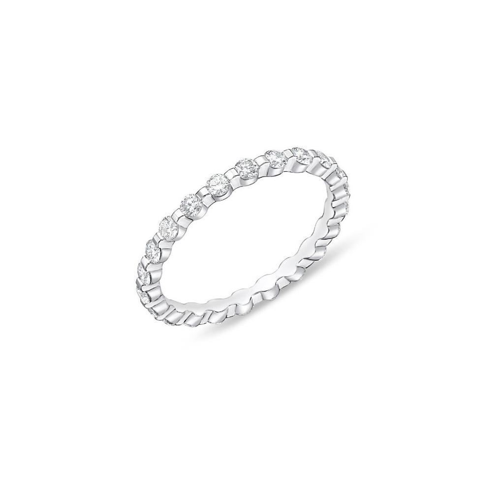 Memoire Precious Prong 18k White Gold Diamond Eternity Band