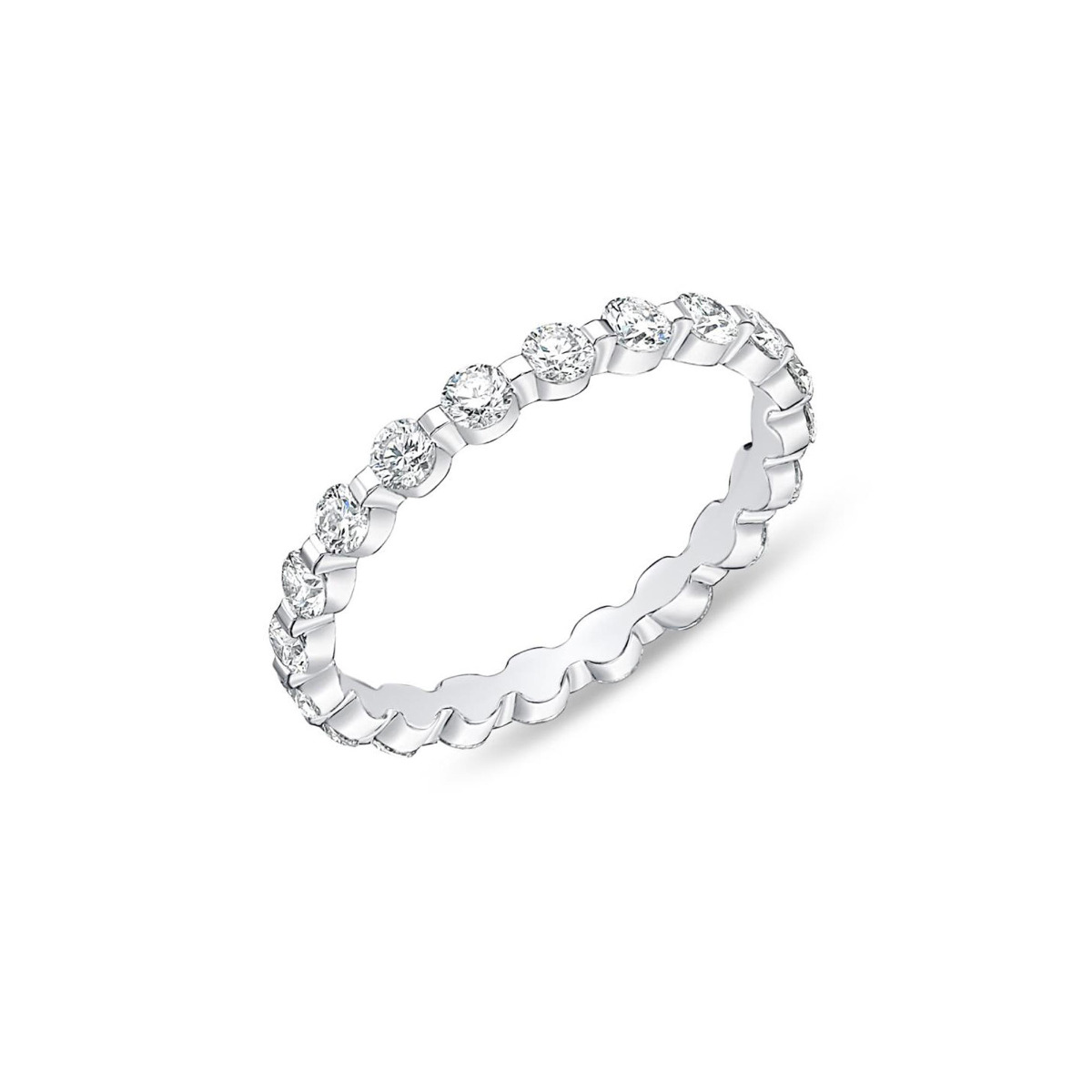 Memoire Precious Prong 18k White Gold Diamond Eternity Band