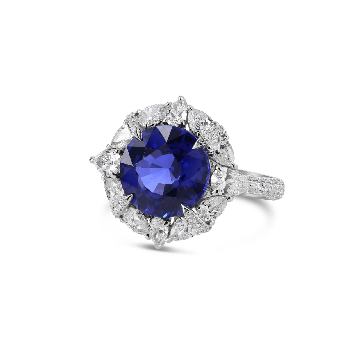 London Collection 18k Blue Sapphire and Mix Shaped Diamond Ring