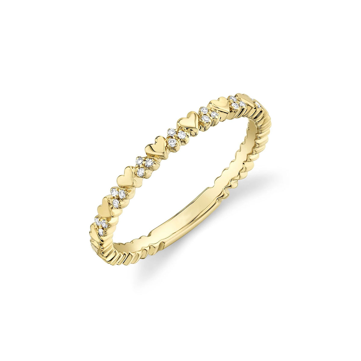 London Collection 14k Gold Pave Diamond Mini Heart Ring