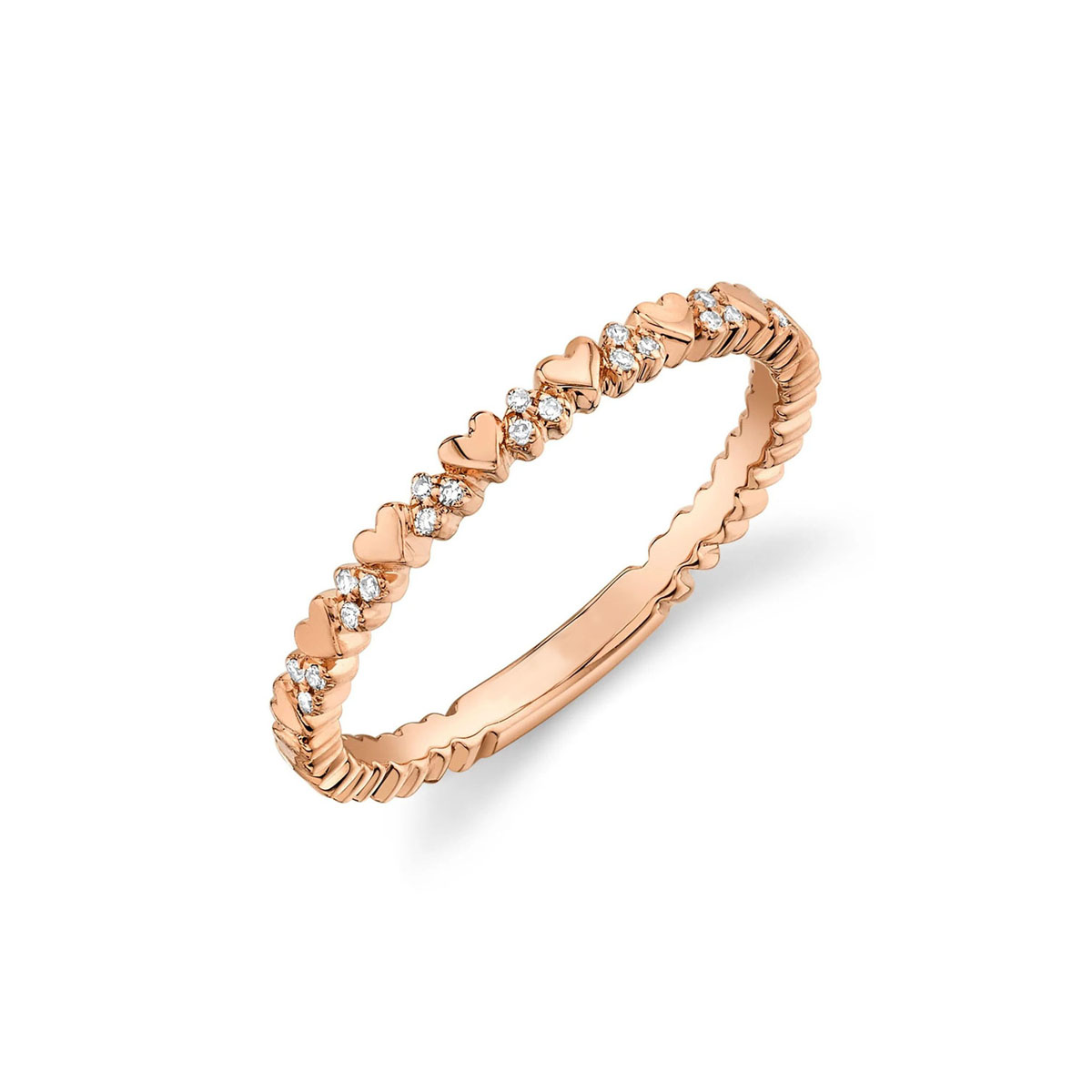 London Collection 14k Gold Pave Diamond Mini Heart Ring