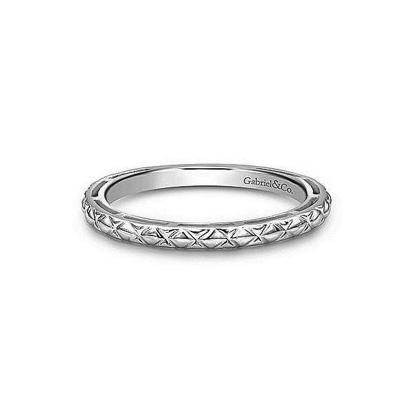 Gabriel & Co White Gold Engraved Stackable Band