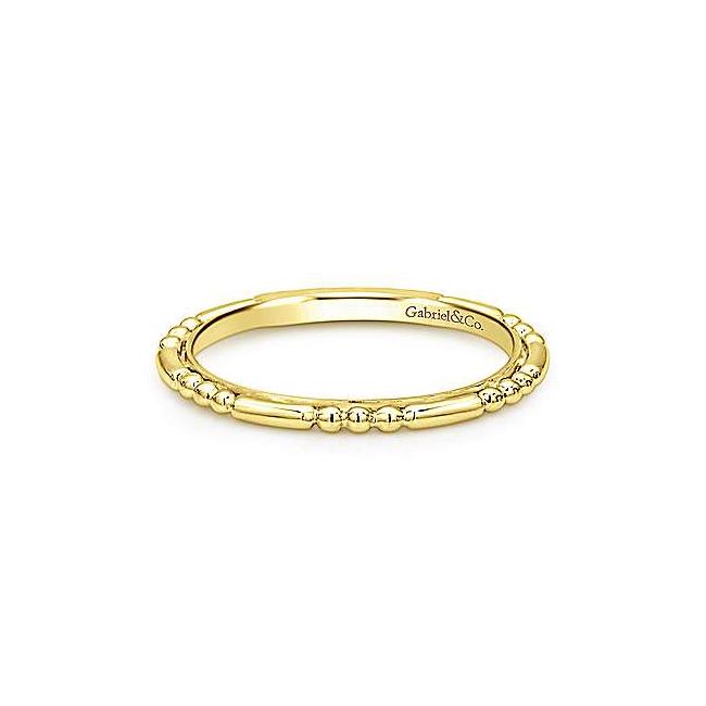 Gabriel & Co Yellow Gold Beaded Stackable Band