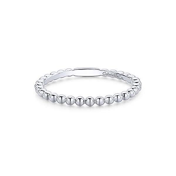 Gabriel & Co White Gold Round Bead Stackable Band